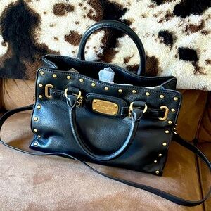 Michael Kors Black Leather Studded Handbag NWT